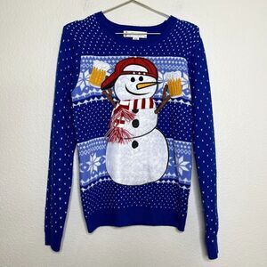 Jolly Sweaters Small Christmas Beer Mug Snowman Knit Ugly Fair Isle Snowflake